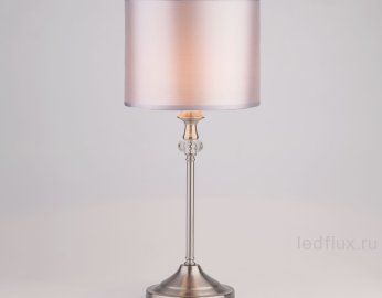 Настольная лампа с абажуром 01049/1 сатин-никель 