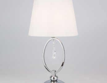 Настольная лампа с белым абажуром 01055/1 хром/прозрачный хрусталь Strotskis 