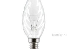 GE  25TC1/CL/E14 230V  (витая прозрачная свеча хрусталь) - лампа