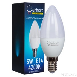 Лампа 5W GERHORT C37 LED 4200K E14 - Лампа 5W GERHORT C37 LED 4200K E14