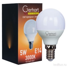 Лампа 5W GERHORT G45 LED 3000K E14 - Лампа 5W GERHORT G45 LED 3000K E14