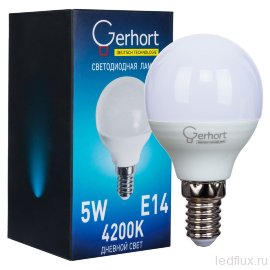 Лампа 5W GERHORT G45 LED 4200K E14 - Лампа 5W GERHORT G45 LED 4200K E14