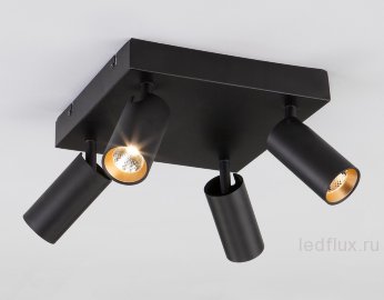 Светодиодный потолочный светильник с поворотными плафонами 20066/4 черный/золото 