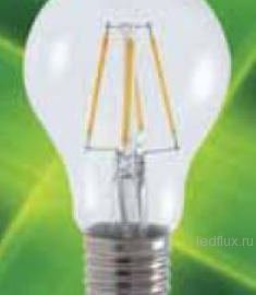 FL-LED Filament A60   6W E27 3000К 220V   600Лм 60*109мм FOTON_LIGHTING  -  лампа груша прозрачная 