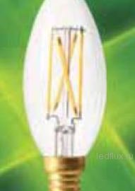 FL-LED Filament C35 4.4W E14 3000К 220V 440Лм 35*98мм FOTON_LIGHTING  -  лампа свеча прозрачная 